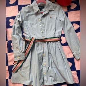 Ralph Lauren Light Blue Dress with Multicolor Belt